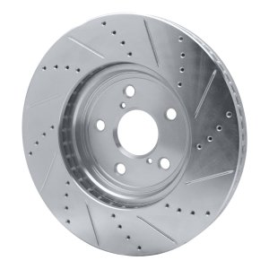 Lexus LS430 Brake Rotor (1) - Front Left - R1 Concepts - Drilled & Slotted - Silver - `01-`06